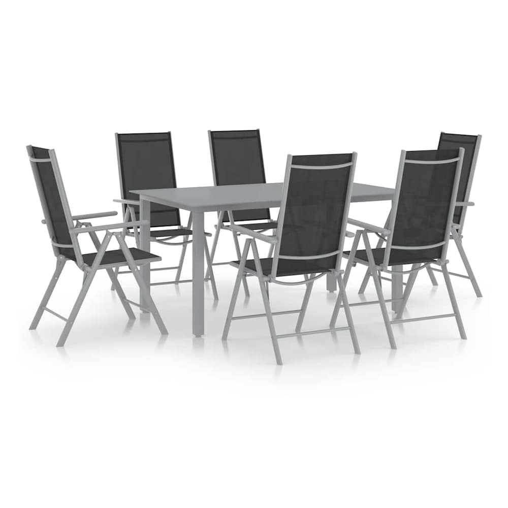 7 Piece Garden Dining Set Aluminium Silver
