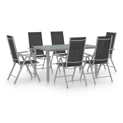 7 Piece Garden Dining Set Aluminium Silver