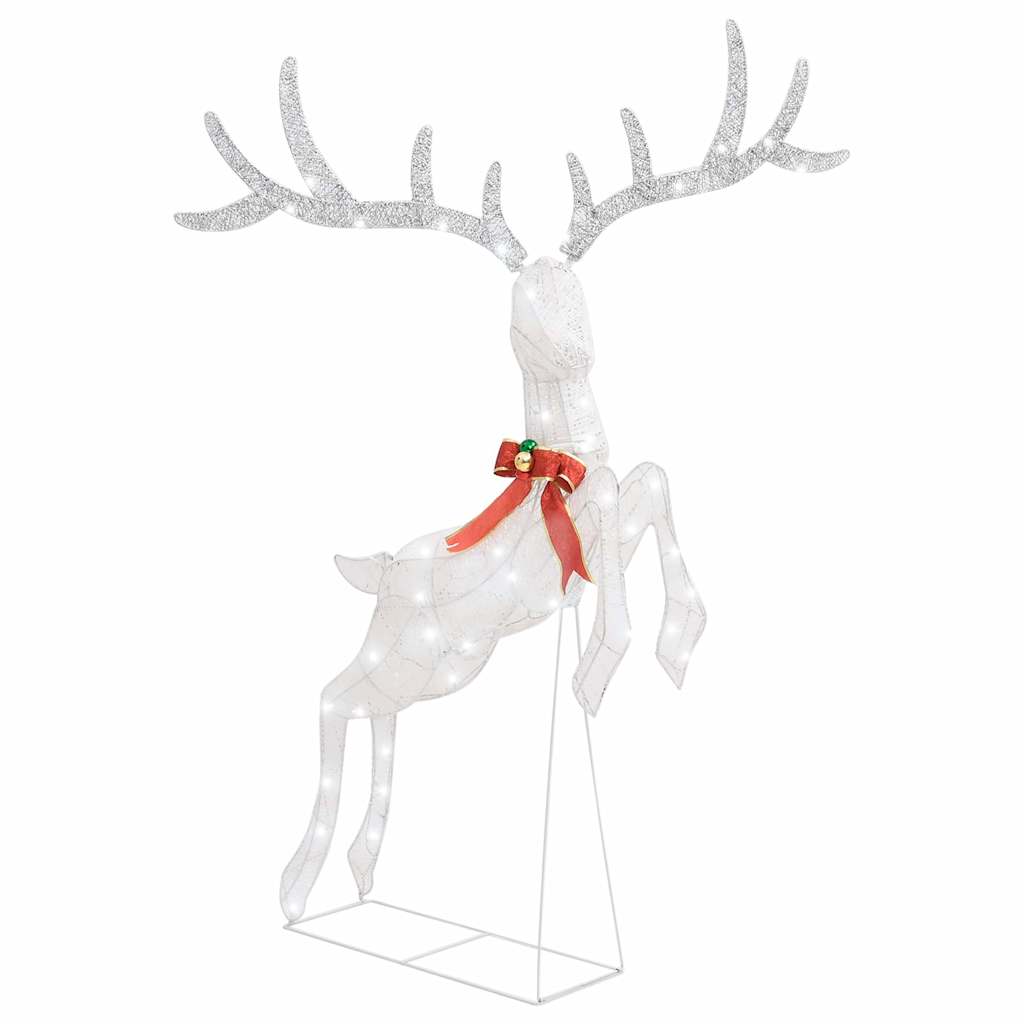 vidaXL Christmas Flying Reindeer | White and silver | Fabric | Large 2