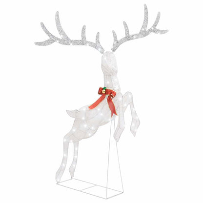vidaXL Christmas Flying Reindeer | White and silver | Fabric | Large 2