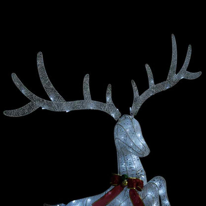 vidaXL Christmas Flying Reindeer | White and silver | Fabric | Large 4