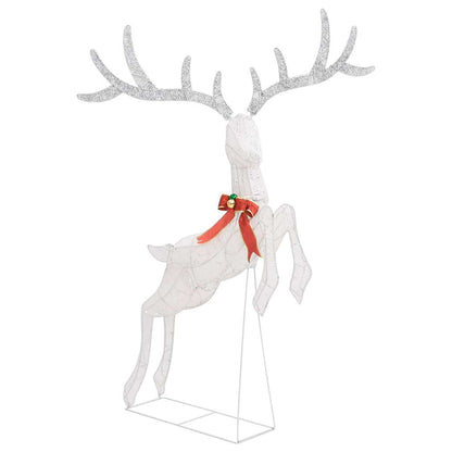 vidaXL Christmas Flying Reindeer | White and silver | Fabric | Large 5