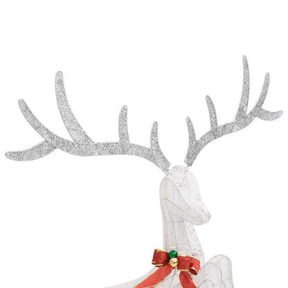 vidaXL Christmas Flying Reindeer | White and silver | Fabric | Large 6