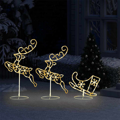 Acrylic Christmas Flying Reindeer&Sleigh 260x21x87cm Warm white