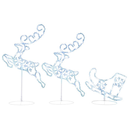 Acrylic Christmas Flying Reindeer&Sleigh 260x21x87cm Cold white