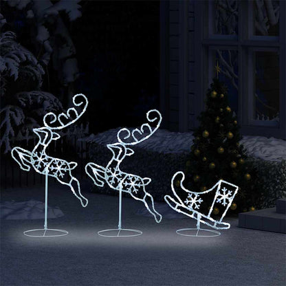 Acrylic Christmas Flying Reindeer&Sleigh 260x21x87cm Cold white