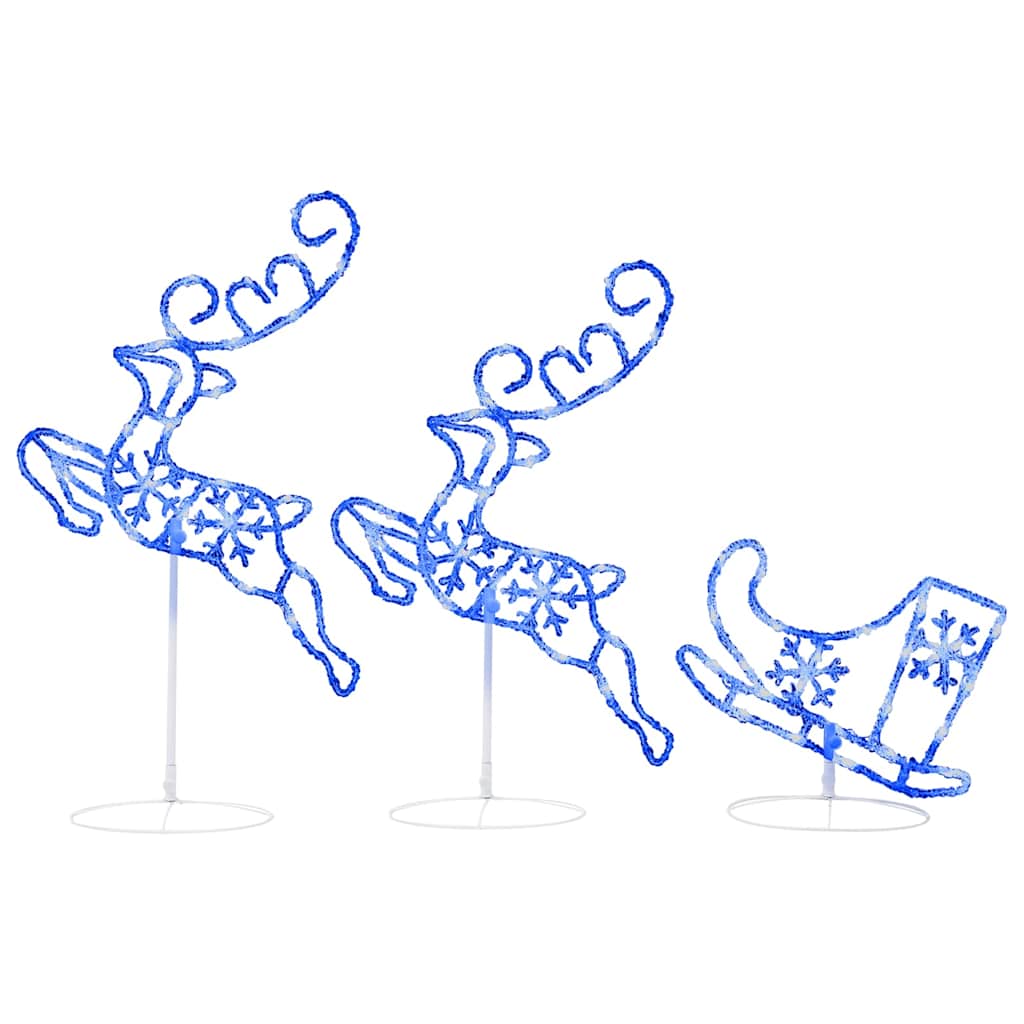 vidaXL Christmas Reindeer & Sleigh | White, Blue | Acrylic | Large 2