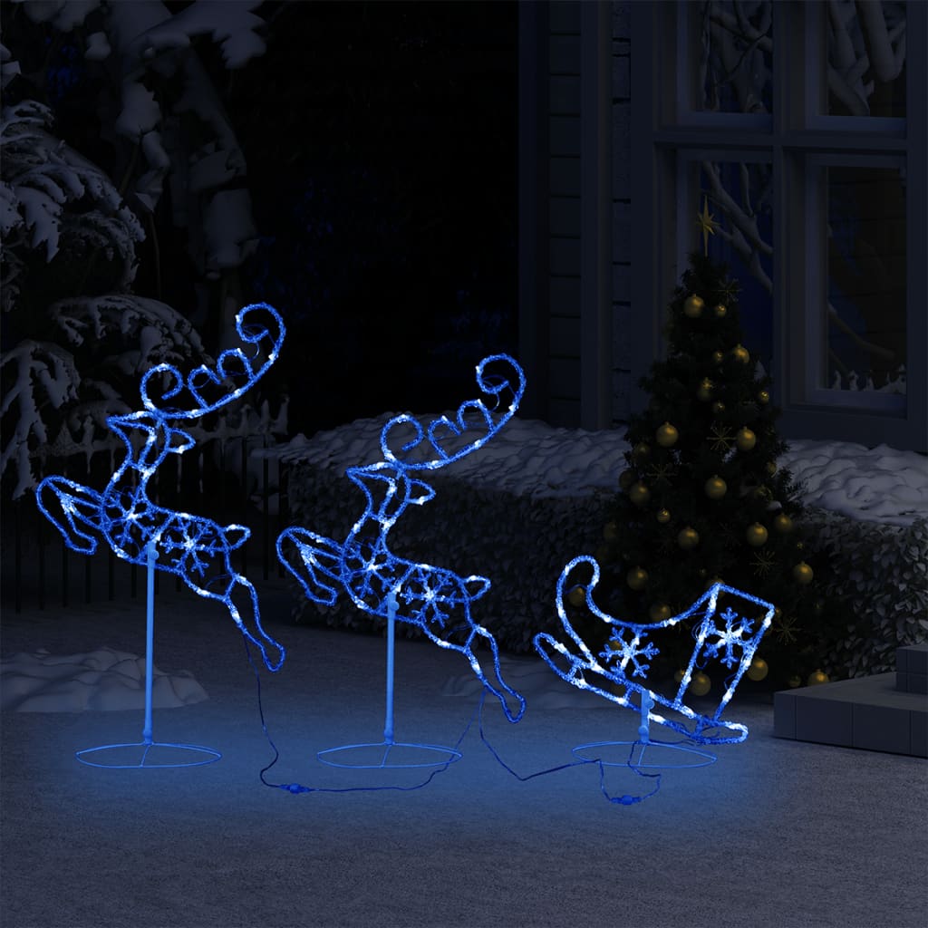 vidaXL Christmas Reindeer & Sleigh | White, Blue | Acrylic | Large 3