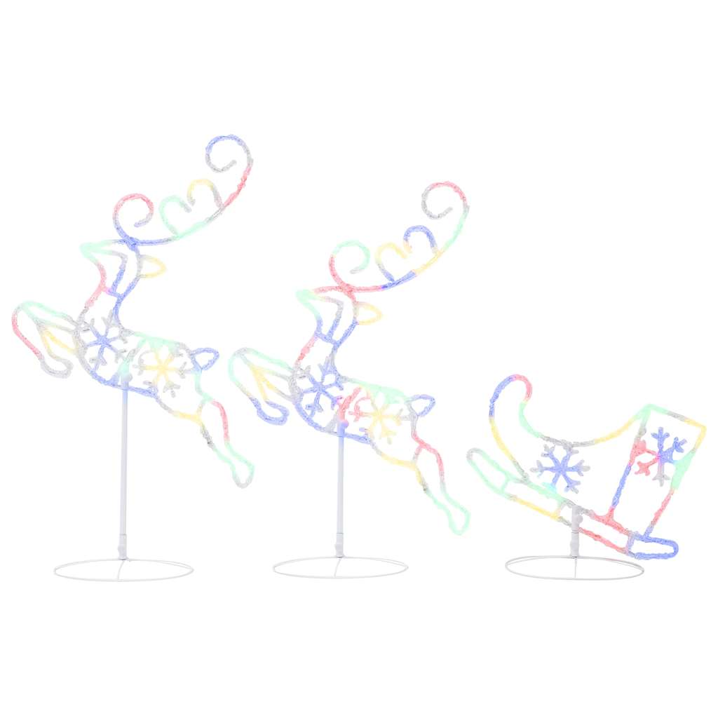 vidaXL Christmas Reindeer & Sleigh | White | Acrylic | Large 2
