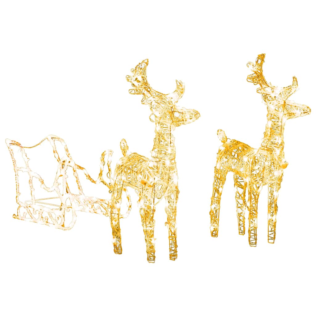 vidaXL Reindeers & Sleigh Christmas Decoration 160 LEDs 130 cm Acrylic 2