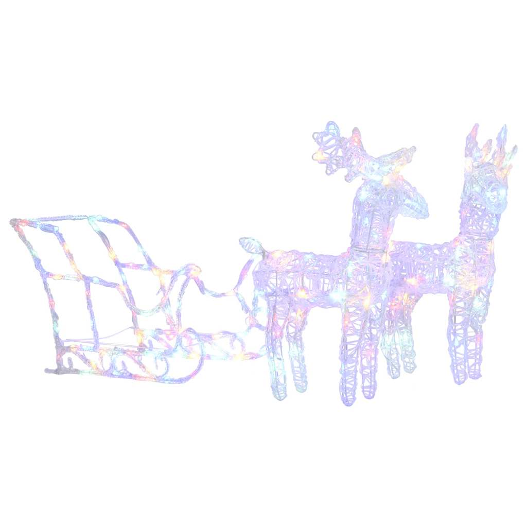 vidaXL Reindeer And Sleigh Christmas Decoration | Colourful 2