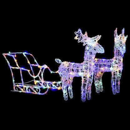 vidaXL Reindeer And Sleigh Christmas Decoration | Colourful 3