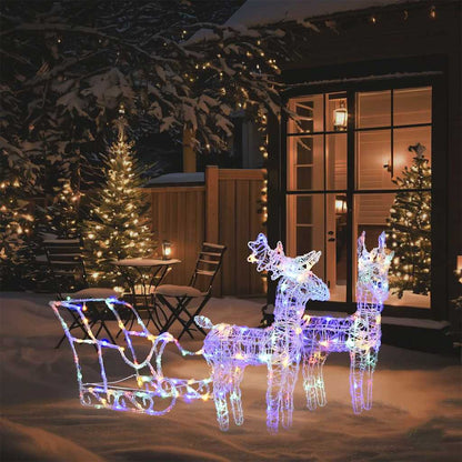 vidaXL Reindeer And Sleigh Christmas Decoration | Colourful 1