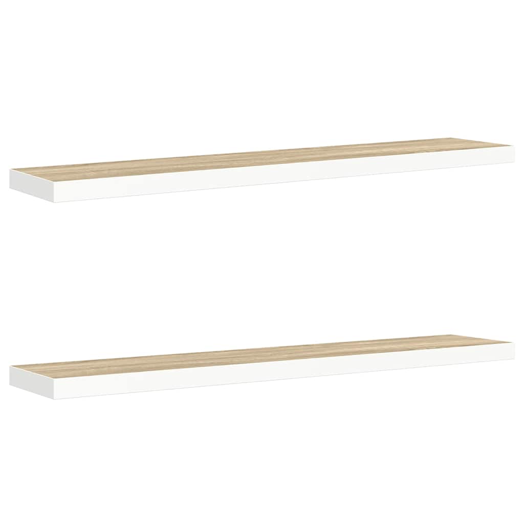 vidaXL Wall Shelf | Set of 2 | Oak and White | Honeycomb MDF, metal 2