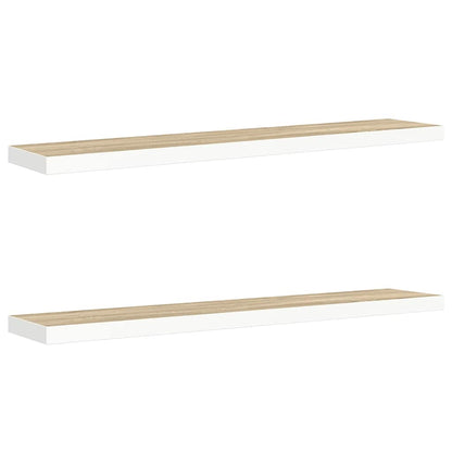 vidaXL Wall Shelf | Set of 2 | Oak and White | Honeycomb MDF, metal 2