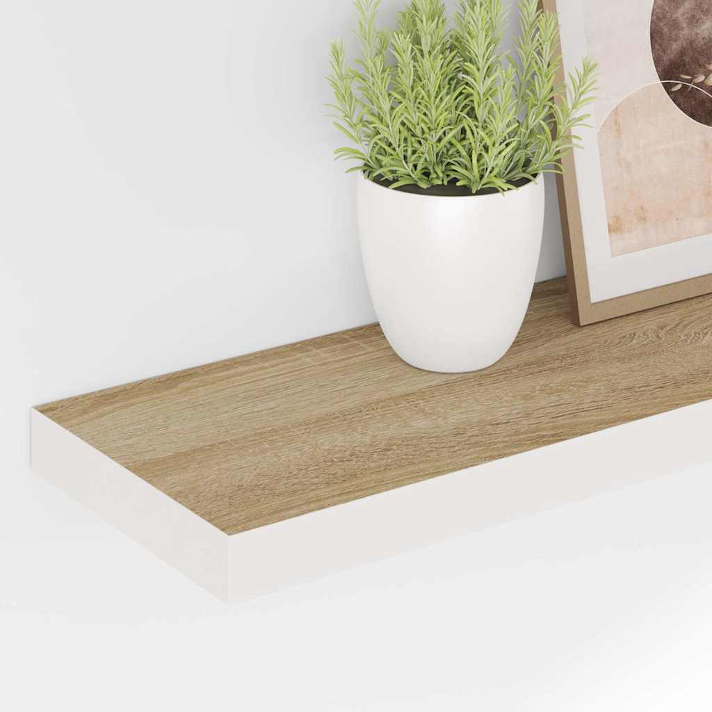 vidaXL Wall Shelf | Set of 2 | Oak and White | Honeycomb MDF, metal 4