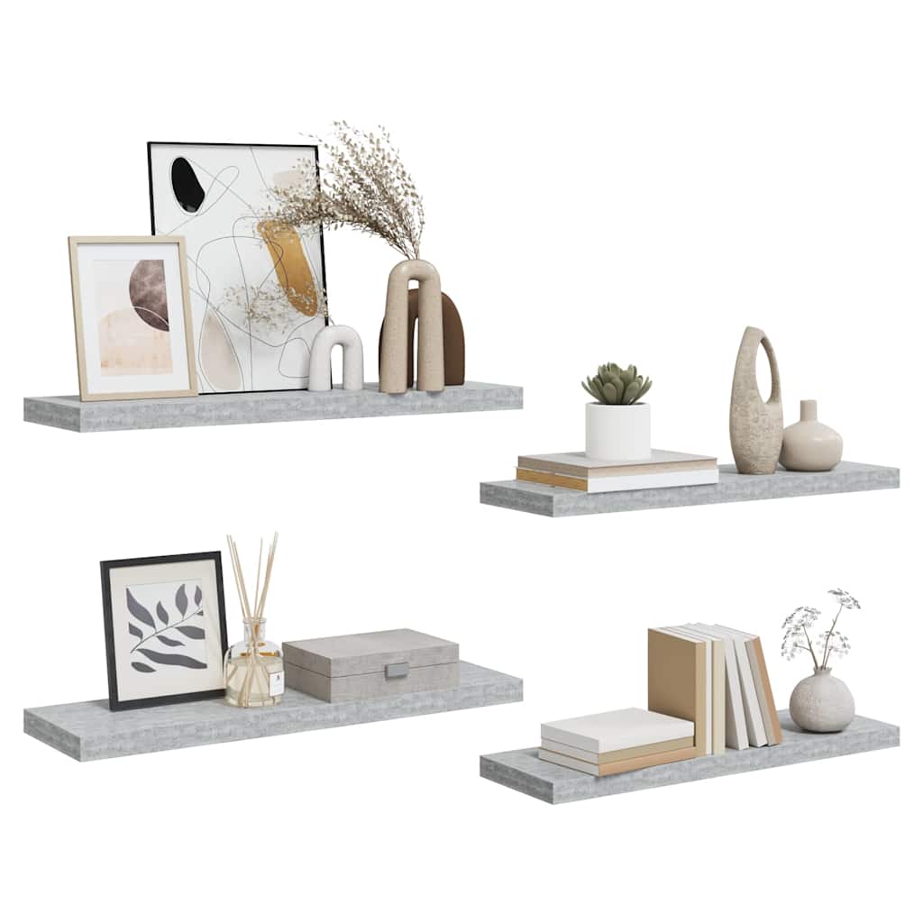 vidaXL Wall Shelf | Set of 4 | Concrete grey | Honeycomb MDF, Metal | Medium 5
