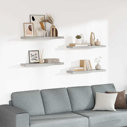 vidaXL Wall Shelf | Set of 4 | Concrete grey | Honeycomb MDF, Metal | Medium 1