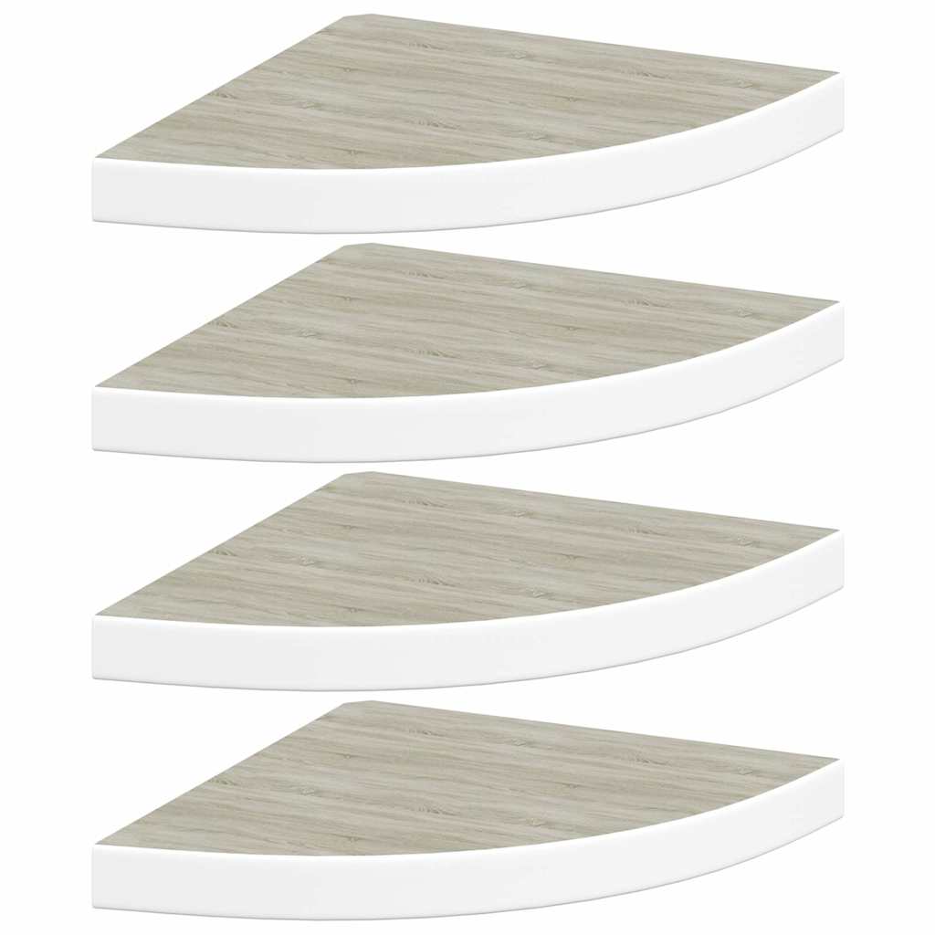 vidaXL Wall Corner Shelf | Set of 4 | Oak and White | Honeycomb MDF, Metal 2