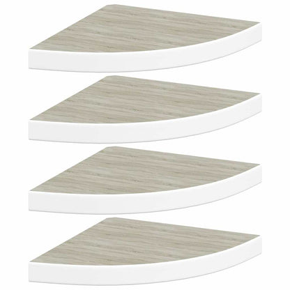 vidaXL Wall Corner Shelf | Set of 4 | Oak and White | Honeycomb MDF, Metal 2