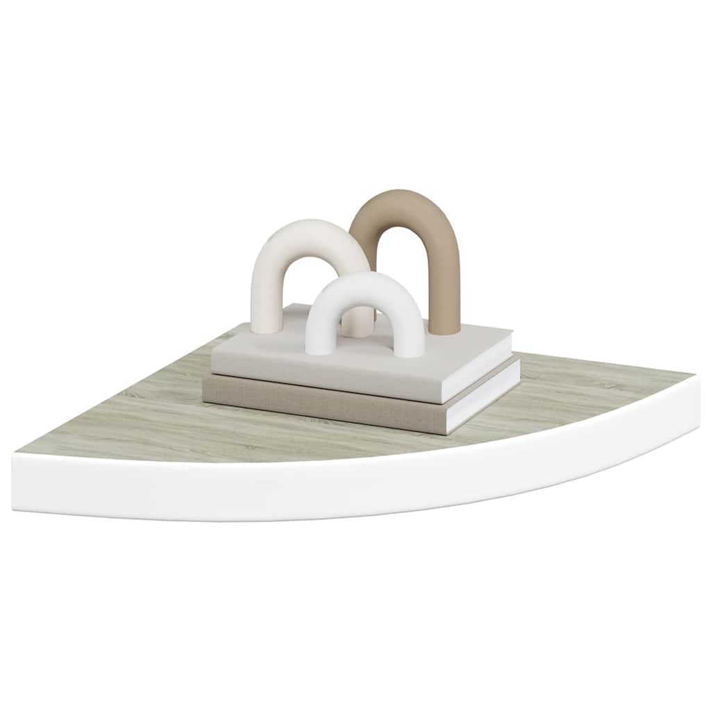 vidaXL Wall Corner Shelf | Set of 4 | Oak and White | Honeycomb MDF, Metal 4