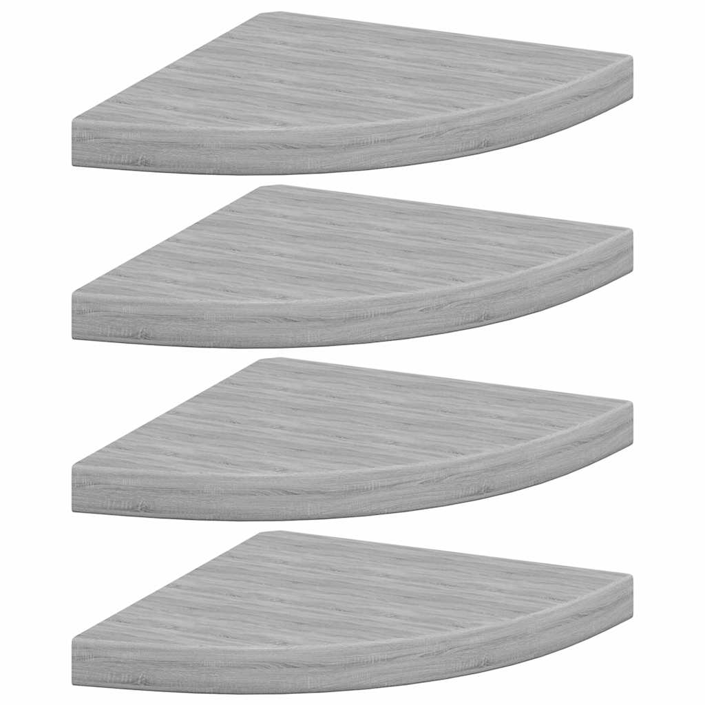 vidaXL Wall Corner Shelf | Set of 4 | Concrete grey | Honeycomb MDF, Metal 2