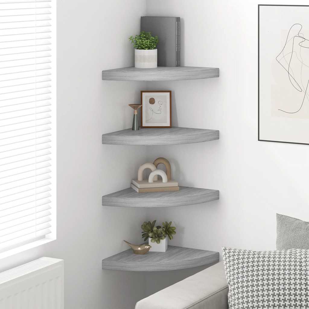 vidaXL Wall Corner Shelf | Set of 4 | Concrete grey | Honeycomb MDF, Metal 3