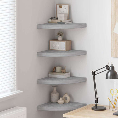 vidaXL Wall Corner Shelf | Set of 4 | Concrete grey | Honeycomb MDF, Metal 1