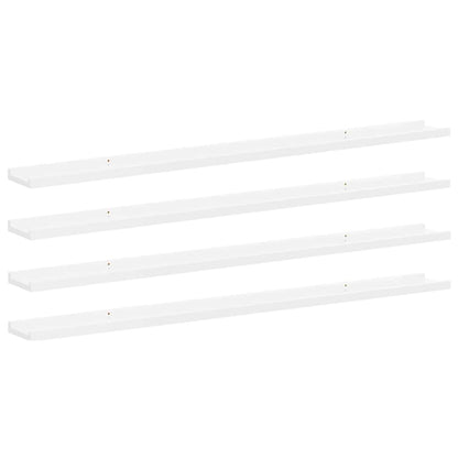 vidaXL Wall Shelves 4 pcs High Gloss White 115x9x3 cm 2
