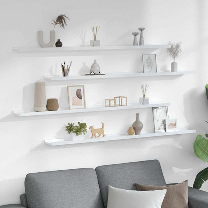 vidaXL Wall Shelves 4 pcs High Gloss White 115x9x3 cm 3