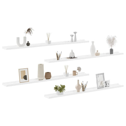 vidaXL Wall Shelves 4 pcs High Gloss White 115x9x3 cm 4