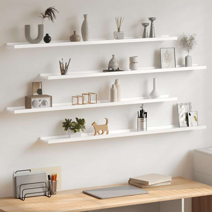 vidaXL Wall Shelves 4 pcs High Gloss White 115x9x3 cm 1