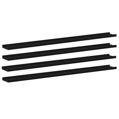 vidaXL Wall Shelf | Set of 4 | Black | MDF | 115 x 9 x 3 cm | Wall mounting 2