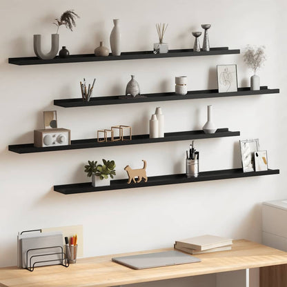 vidaXL Wall Shelf | Set of 4 | Black | MDF | 115 x 9 x 3 cm | Wall mounting 1