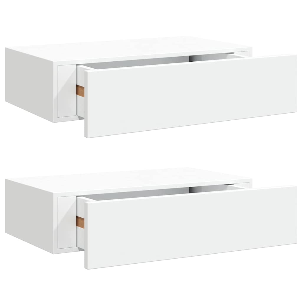 vidaXL Wall-mounted Drawer Shelves 2 pcs White 40x23.5x10 cm MDF 2
