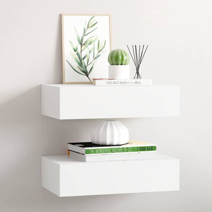 vidaXL Wall-mounted Drawer Shelves 2 pcs White 40x23.5x10 cm MDF 1