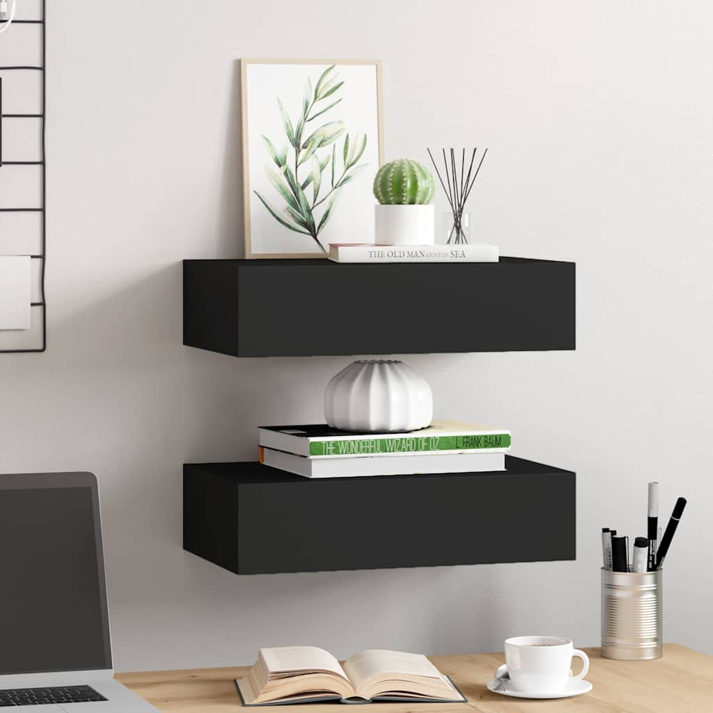 vidaXL Drawer Shelf | Set of 2 | Black | MDF, Metal | Compact | Drawer Shelf 3