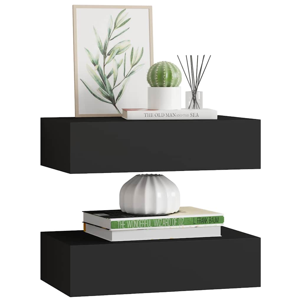 vidaXL Drawer Shelf | Set of 2 | Black | MDF, Metal | Compact | Drawer Shelf 4