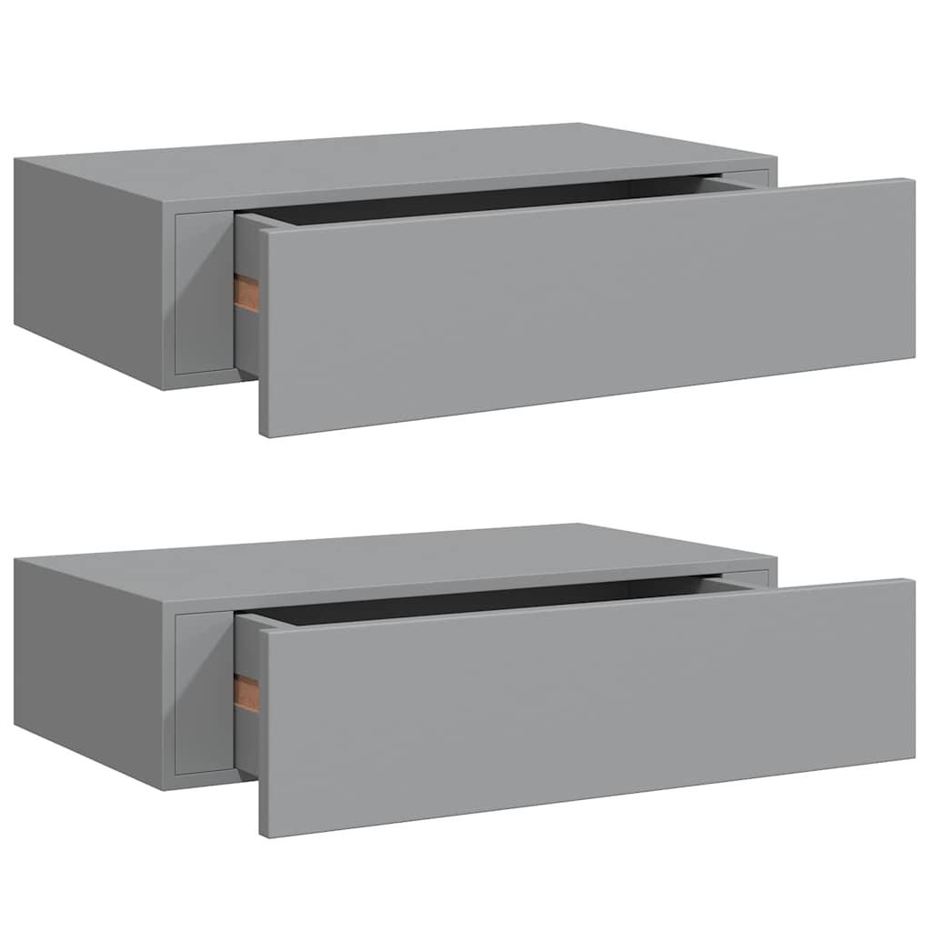 vidaXL Wall-mounted Drawer Shelves 2 pcs Grey 40x23.5x10cm MDF 2