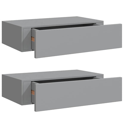 vidaXL Wall-mounted Drawer Shelves 2 pcs Grey 40x23.5x10cm MDF 2
