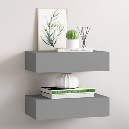 vidaXL Wall-mounted Drawer Shelves 2 pcs Grey 40x23.5x10cm MDF 1