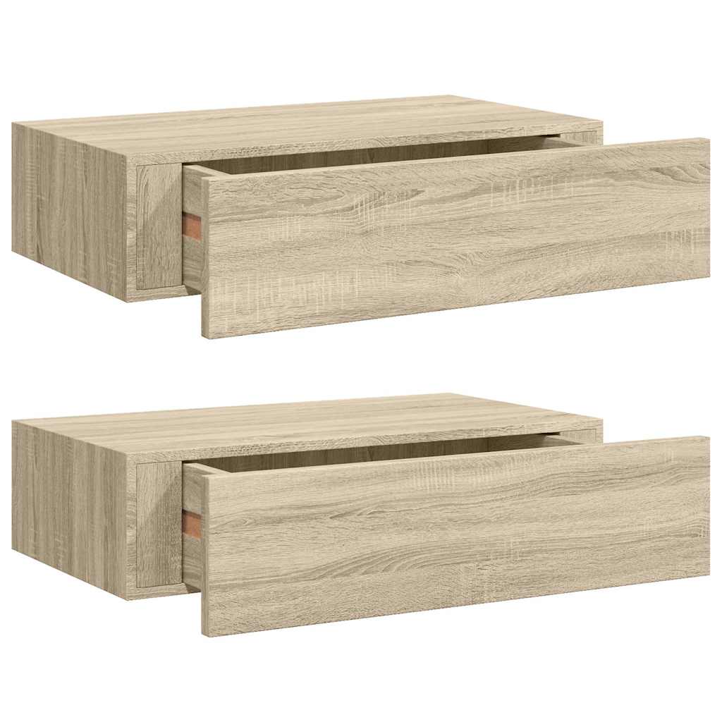 vidaXL Wall-mounted Drawer Shelves 2 pcs Oak 40x23.5x10cm MDF 2