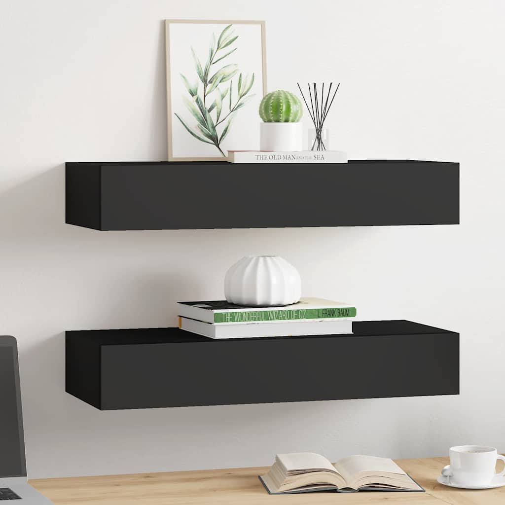 vidaXL Drawer Shelf | Set of 2 | Black | MDF, Metal | 60x23.5x10cm 3