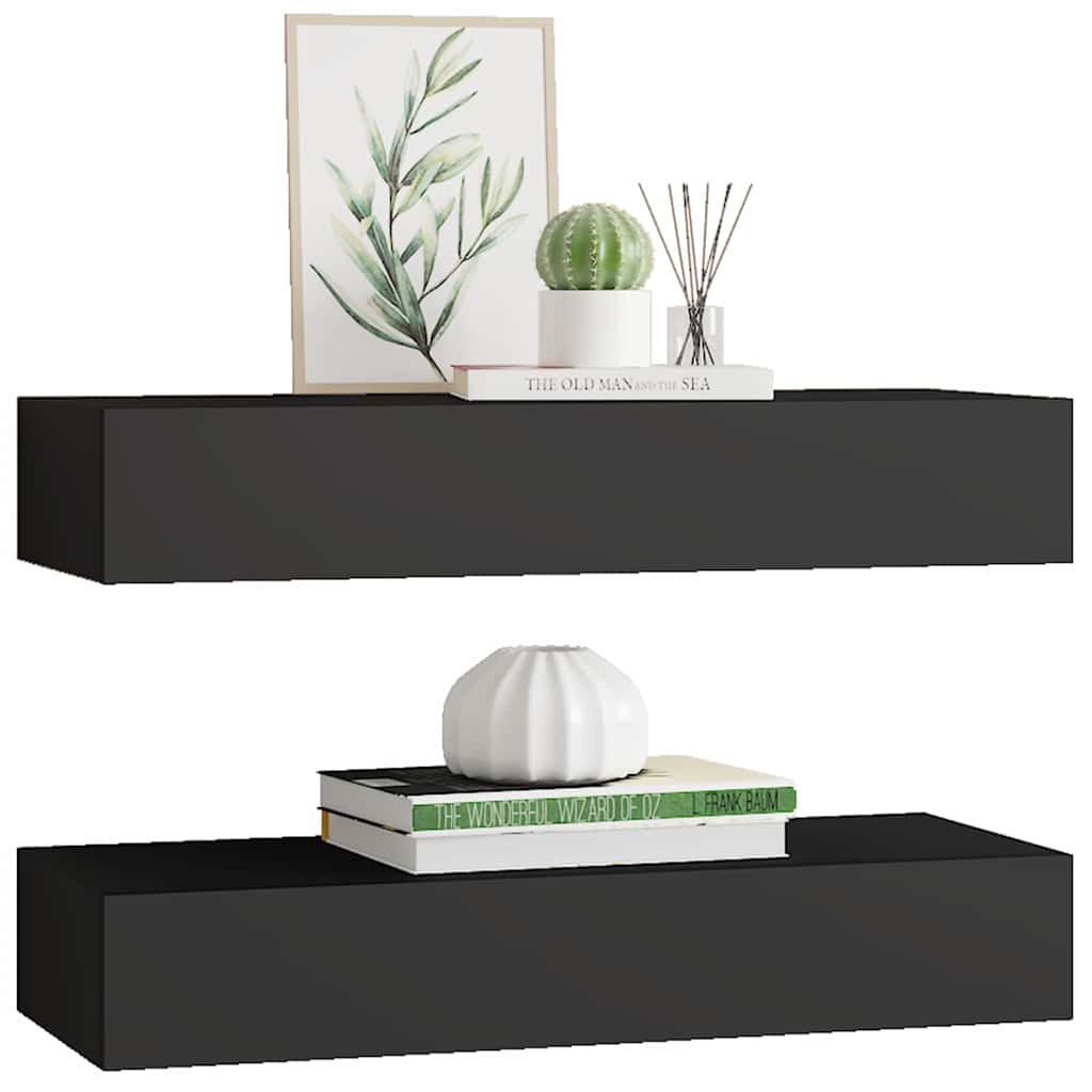 vidaXL Drawer Shelf | Set of 2 | Black | MDF, Metal | 60x23.5x10cm 4