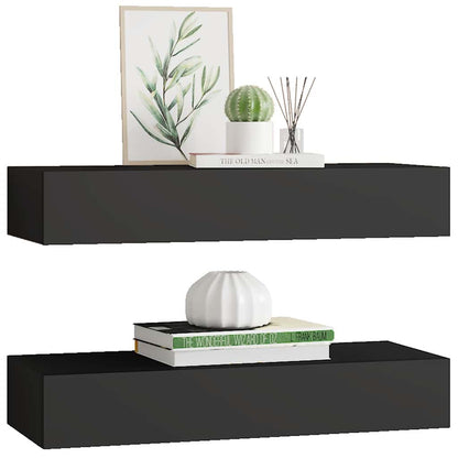 vidaXL Drawer Shelf | Set of 2 | Black | MDF, Metal | 60x23.5x10cm 4