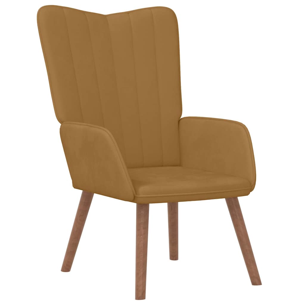 vidaXL Relaxing Chair Brown Velvet 2