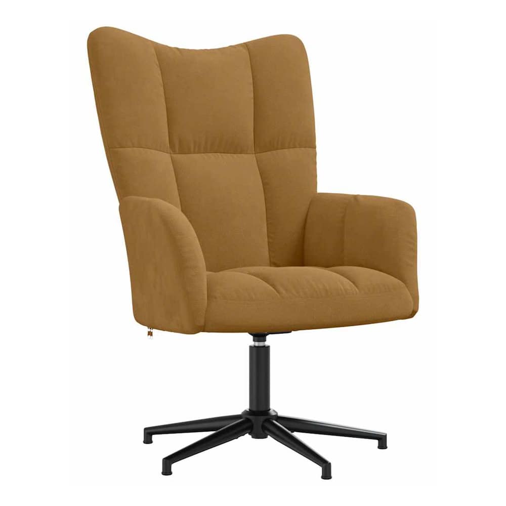 Relaxing Chair with a Stool Velvet Brown without footrest