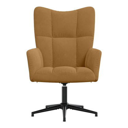Relaxing Chair with a Stool Velvet Brown without footrest