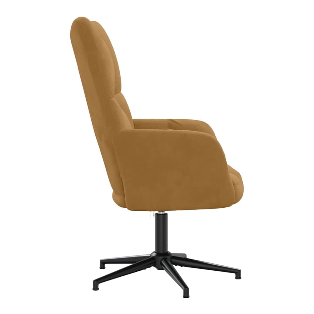 Relaxing Chair with a Stool Velvet Brown without footrest