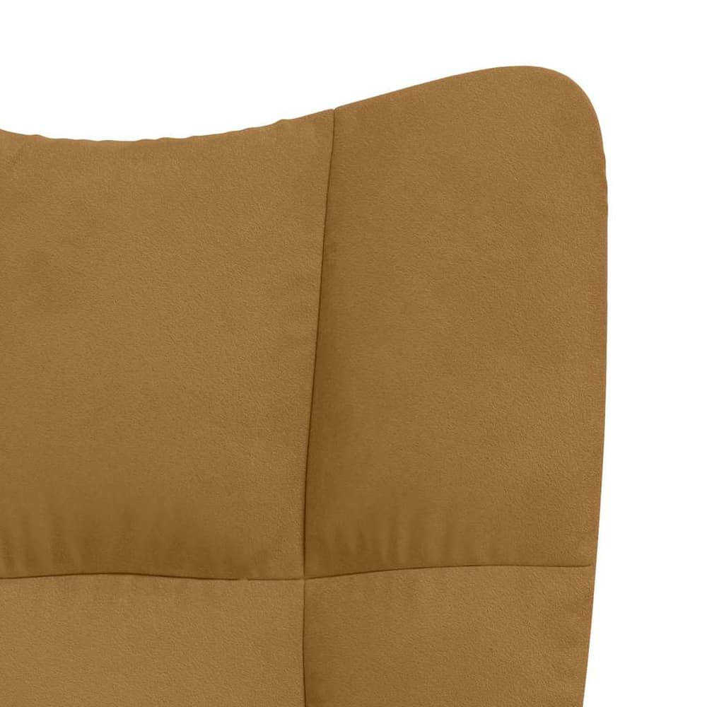 Relaxing Chair with a Stool Velvet Brown without footrest